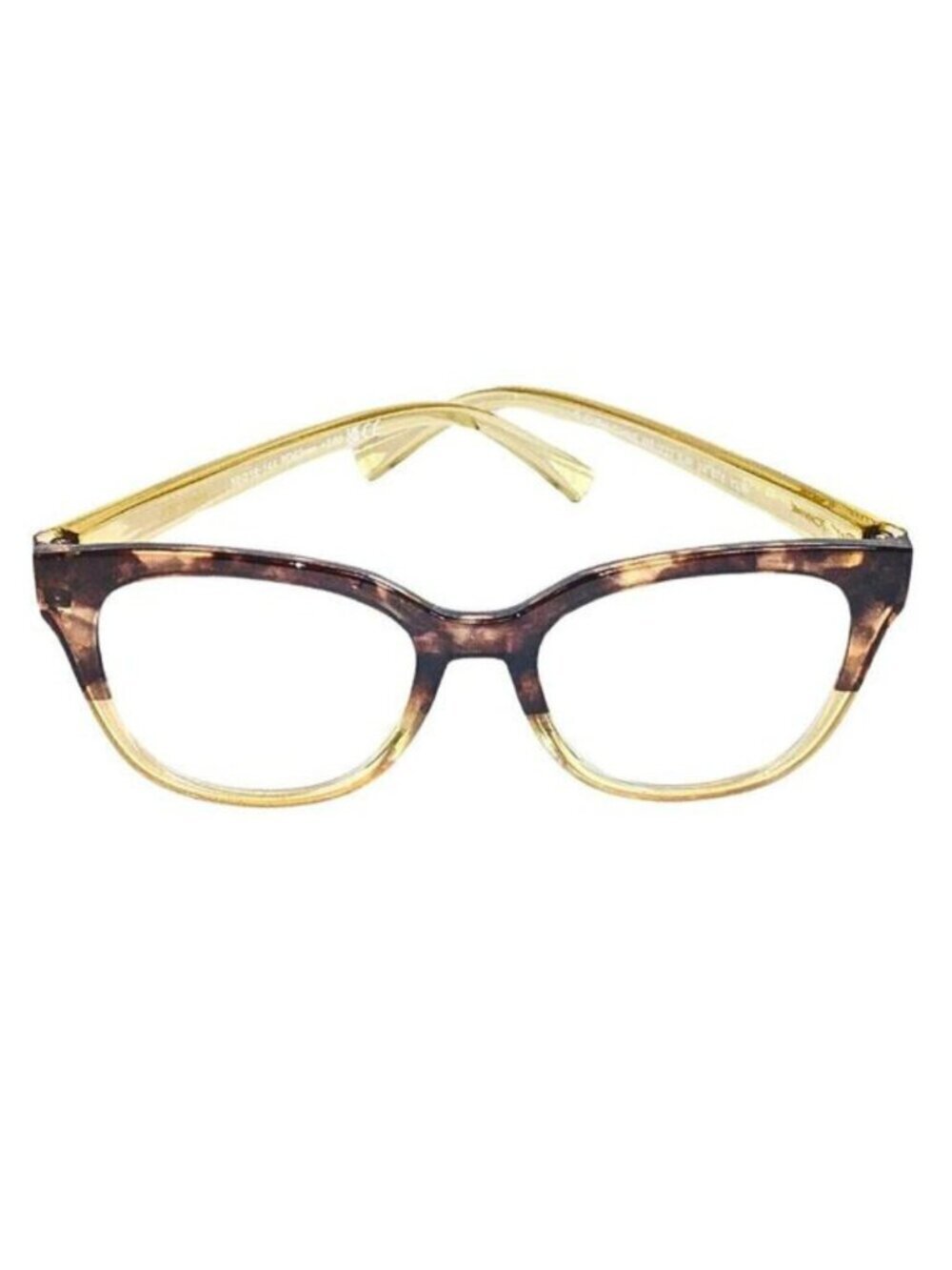 BETSEY JOHNSON WOMEN'S READING GLASSES +2.00 - GOLD & TORTOISE RECTANGLE FRAME